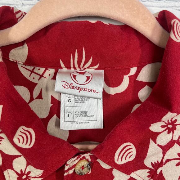 Diney Shirt Men Large Hawaiian Floral Red Michey Minie Button Down Short Sleeve - Picture 4 of 13